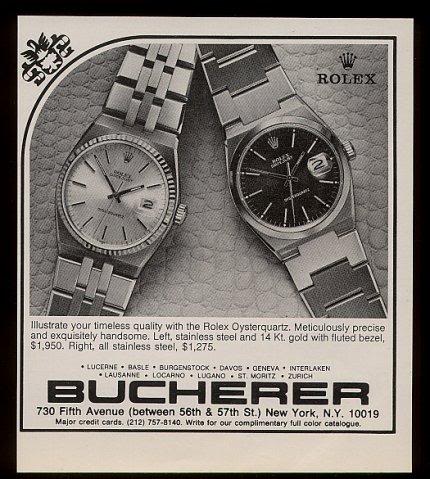 11. Rolex Oysterquartz ad Bucherer 1979