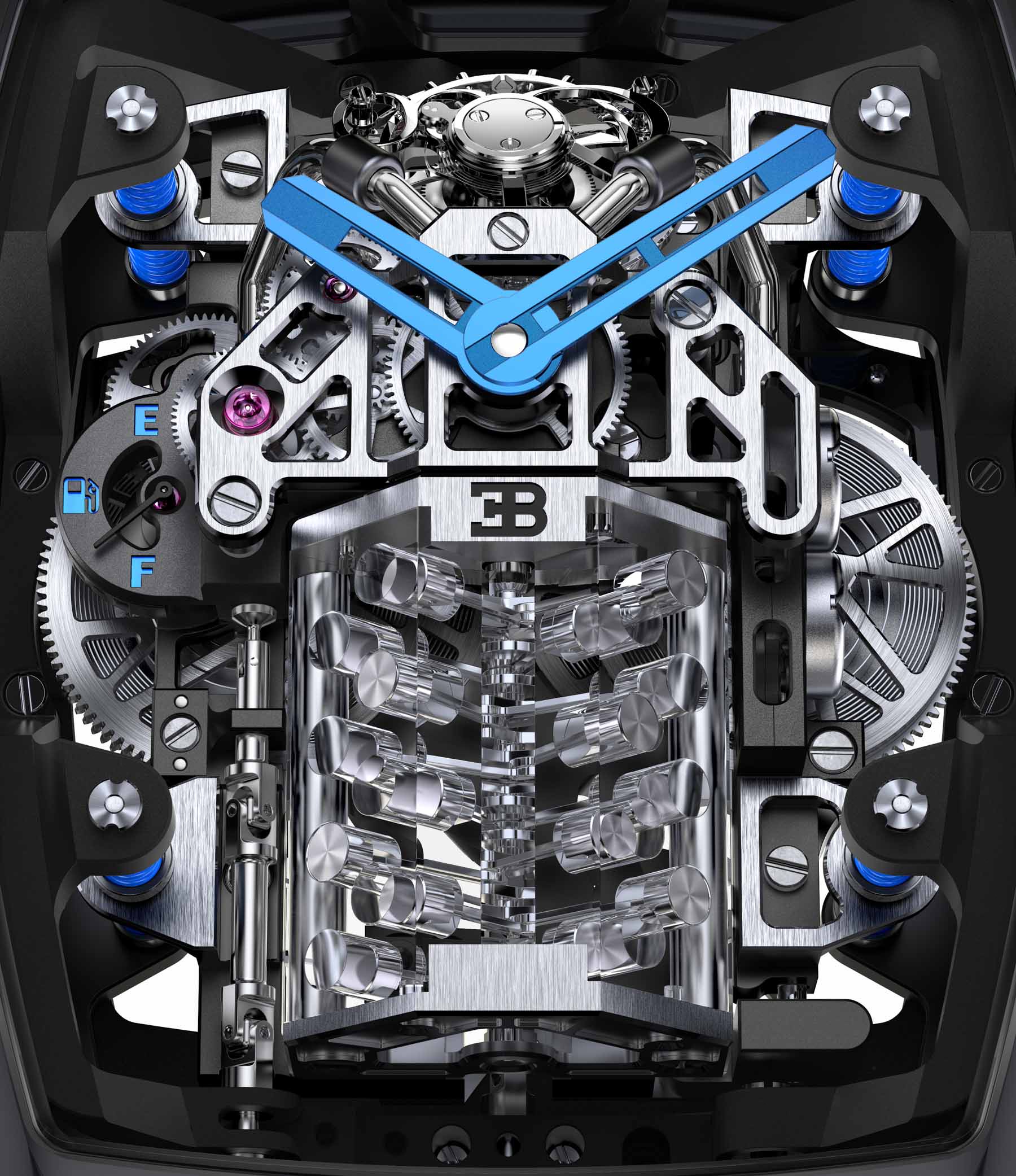Jacob Co Bugatti Chiron Tourbillon Watch W16 Engine Automaton Cars Automobiles Sapphire Tourbillon Engineering Watchmaking Innovation aBlogtoWatch 6