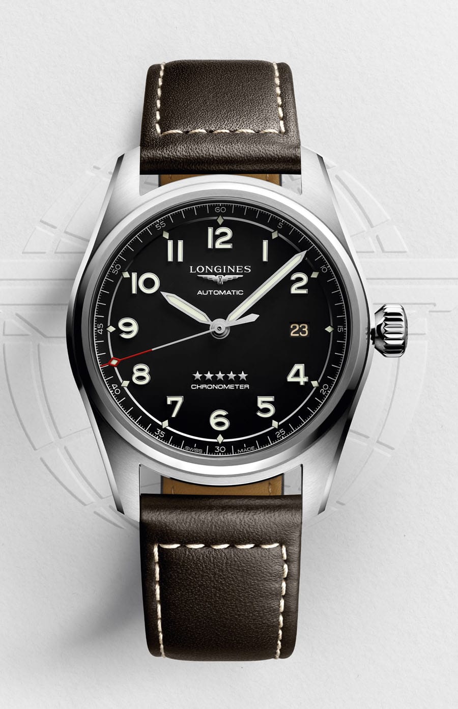 Longines Spirit Automatik 40mm schwarz Soldat