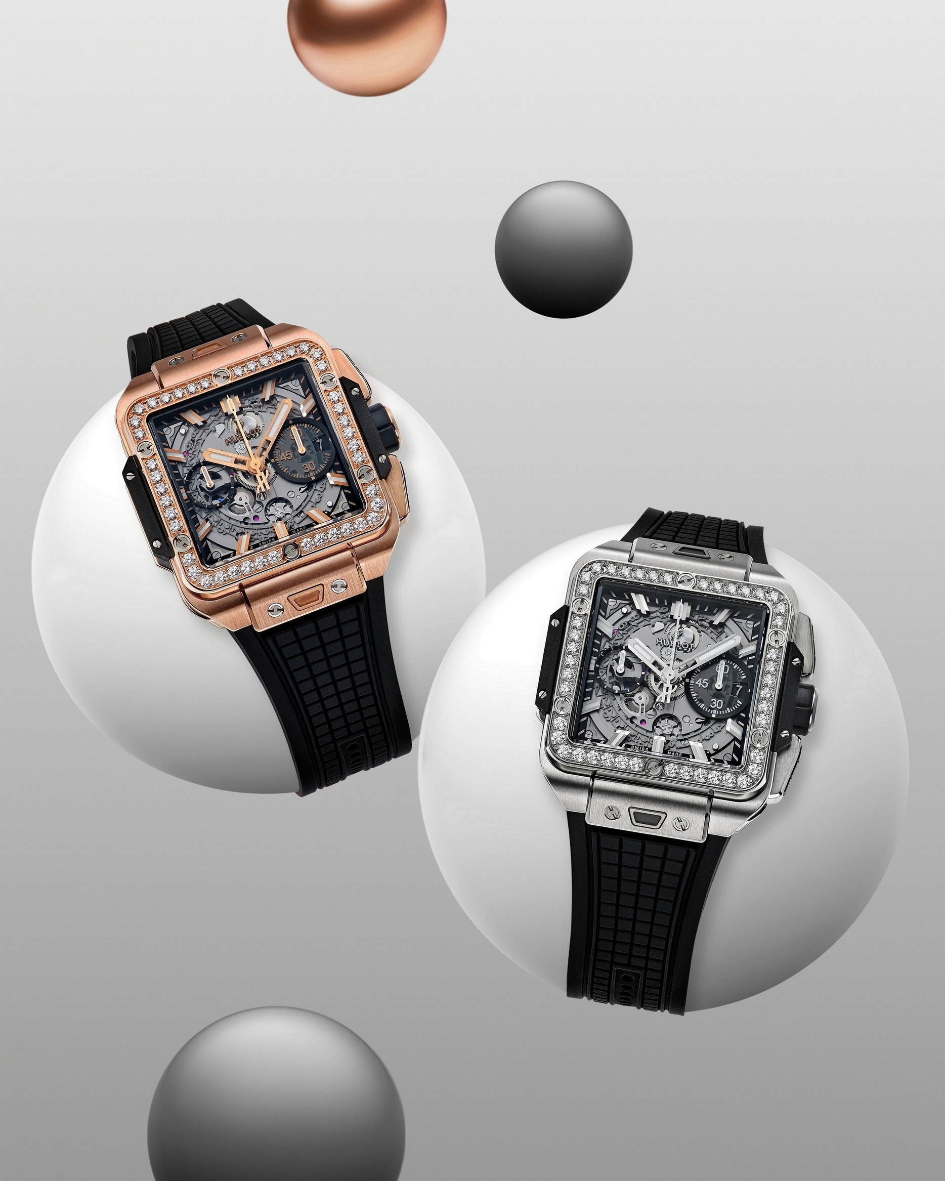 13. HUBLOT Square Bang Unico King Gold Diamonds Square Bang Unico Titanium Diamonds 42 mm